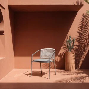 Modern chair in bright interior space.