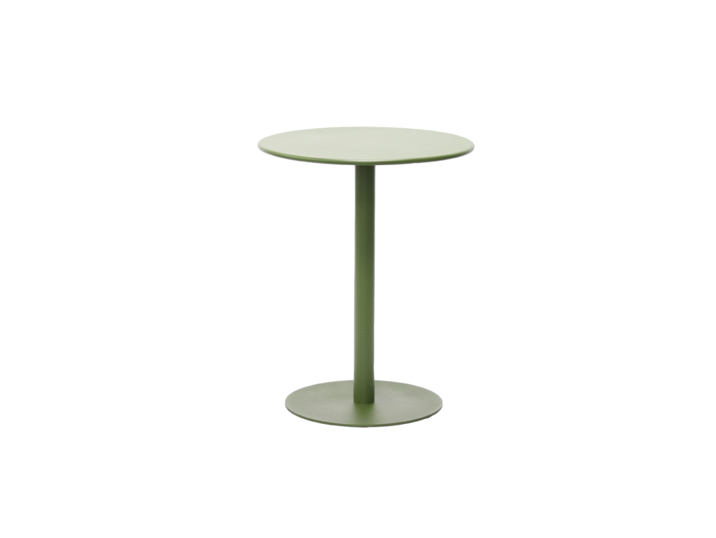 Wholesale olive green metal high bar table with automotive-grade electrophoresis for outdoor cafe projects