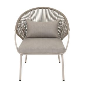 light taupe fan shaped rope outdoor armchair